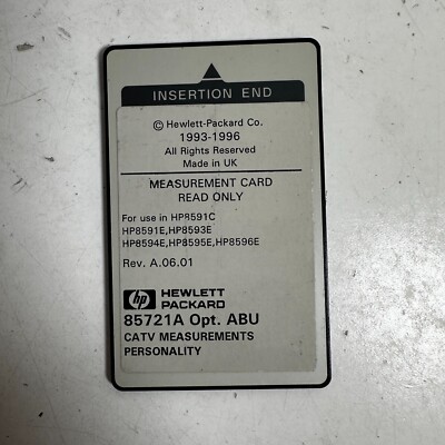 Vintage Hewlett Packard 85721A White Internal Compact Measurement Card