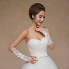 Women's Wedding Lace Embroidery Bridal Gloves Fingerless For Wedding Prom Party