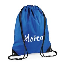 Personalised Gym Sack / Pump / Swim Drawstring Bag Printed with name -Royal Blue