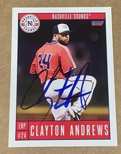 Clayton Andrews SIGNED 2021 Nashville Sounds Team Card RC Auto Yankees Brewers