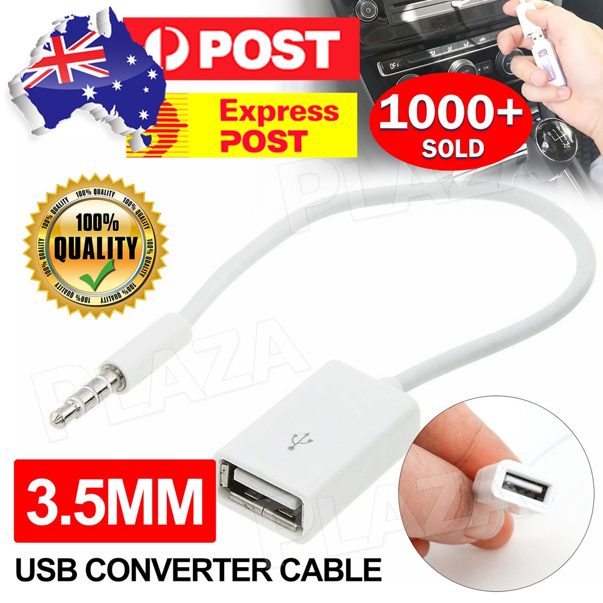 Male Plug Jack To USB Female AUX Audio Adapter Converter