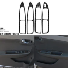 5Pcs Real Carbon Fiber Window Lift Switch Panel Frame For Chevrolet Malibu 08-12