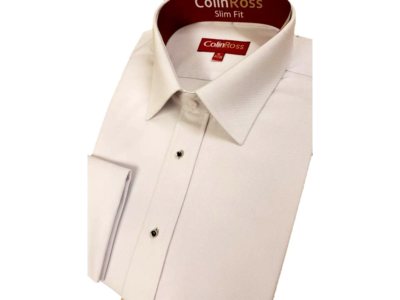SLIMMER FIT Mock Marcella Dobby White Dinner Dress Shirt with Studs 14"-18"  | eBay