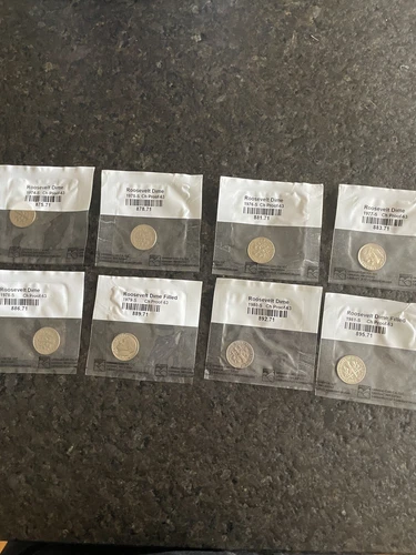 1974-1981 Lot Of 8 Proof Roosevelt Silver Dimes Sealed in Plastic Littleton Coin