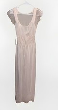 Vintage Formfit Rogers Silky Nylon Lace Pink Long Nightgown Lingerie Size 36 Med