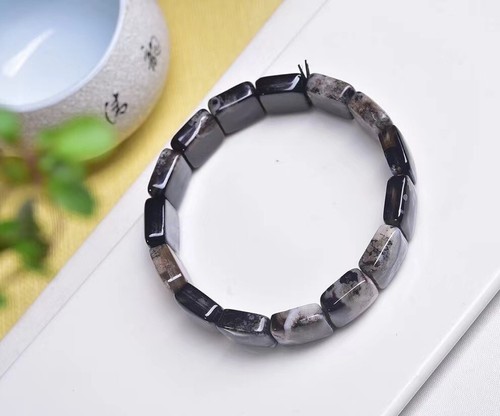 Natural Black cherry blossom agate quartz crystal Reiki Heal bracelet - Picture 5 of 6