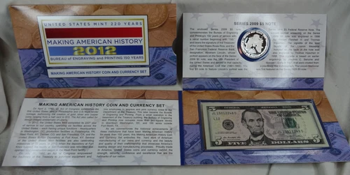 2012-S Proof American Silver Eagle US Mint Coin & Currency Set OGP COA $1 & $5