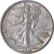 1918-D Walking Liberty Half CAC Sticker PCGS AU53 Superb Eye Appeal Nice Strike