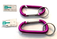(2) Qty. of 2.4" Aluminum Carabiner D-Ring Keychain Key Chain Spring Clip Purple