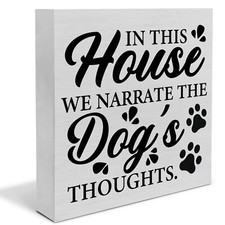 Rustic Dog Lover Wooden Box Sign Desk Decor, in This Home We Narrate the Dog'...