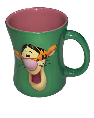 VNT Disney Store Tigger Time Green Pink Inside Ceramic 3D Winnie The Pooh Mug