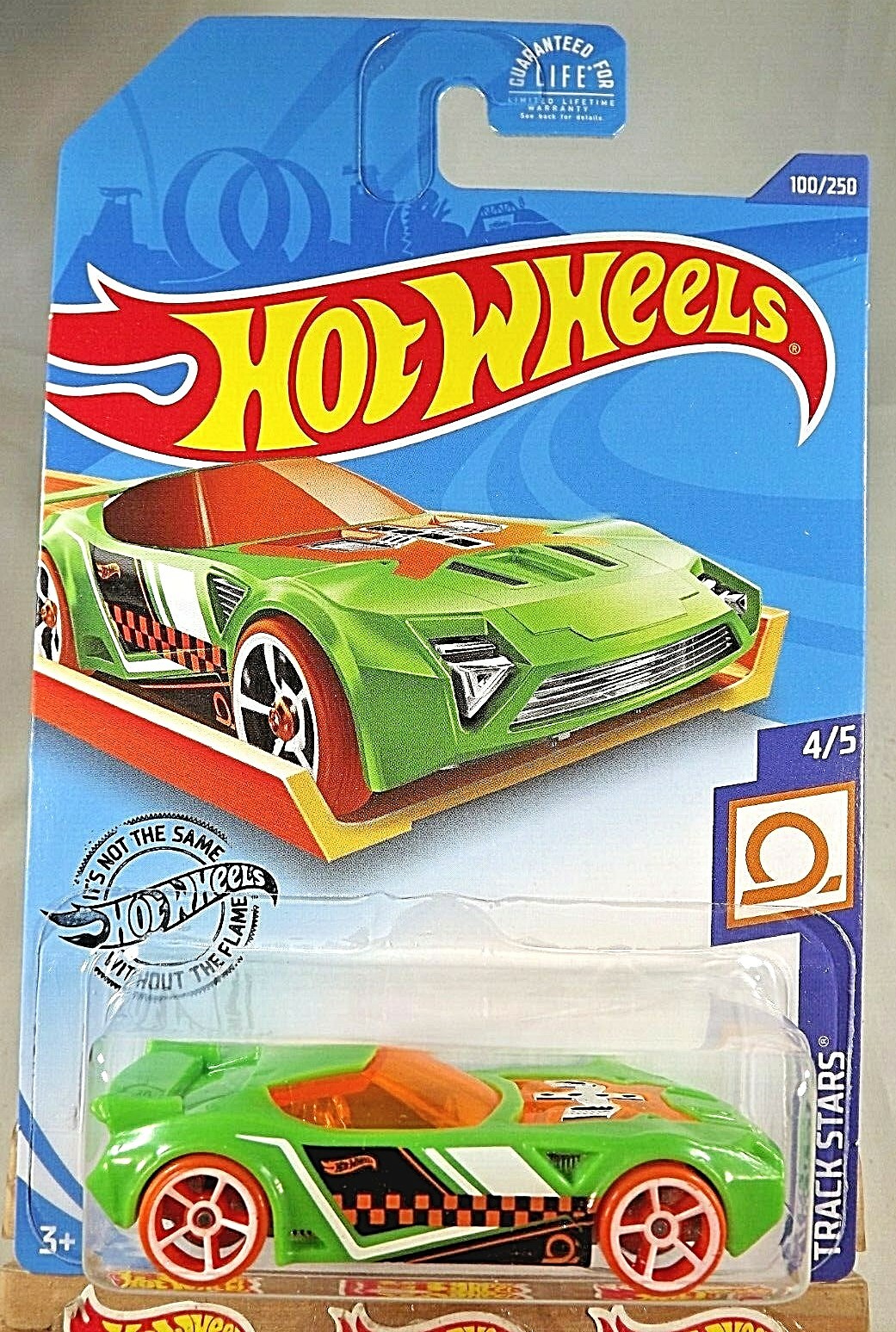 2020 Hot Wheels #100 Track Stars 4/5 NERVE HAMMER Green w/Orange Whls White OH5s
