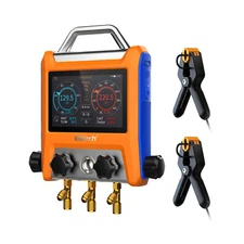 Elitech EMG Intelligent 2/4 Valves Manifold Kit 5” Smart Touch Screen w/Hoses