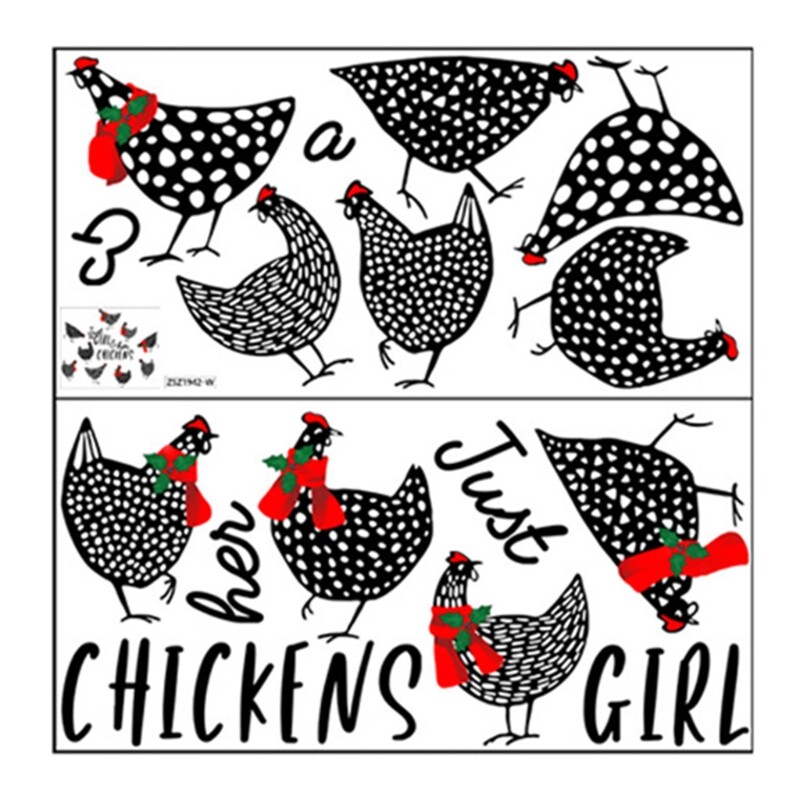PVC Chicken Hen Wall Decal DIY Kitchen Art Sticker Decor 2 Sheets