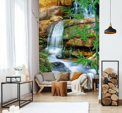 3D Wasserfall Bambus 439NAM Geschft Tapete Wandgemlde Selbstklebend  Handel Amy | eBay