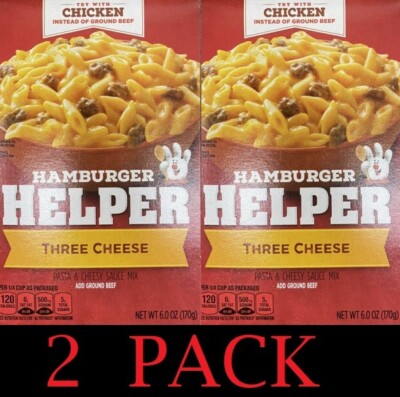 2x Betty Crocker Hamburger Helper THREE CHEESE Sauce Mix 6oz Box 3 CHEESE 2 PACK