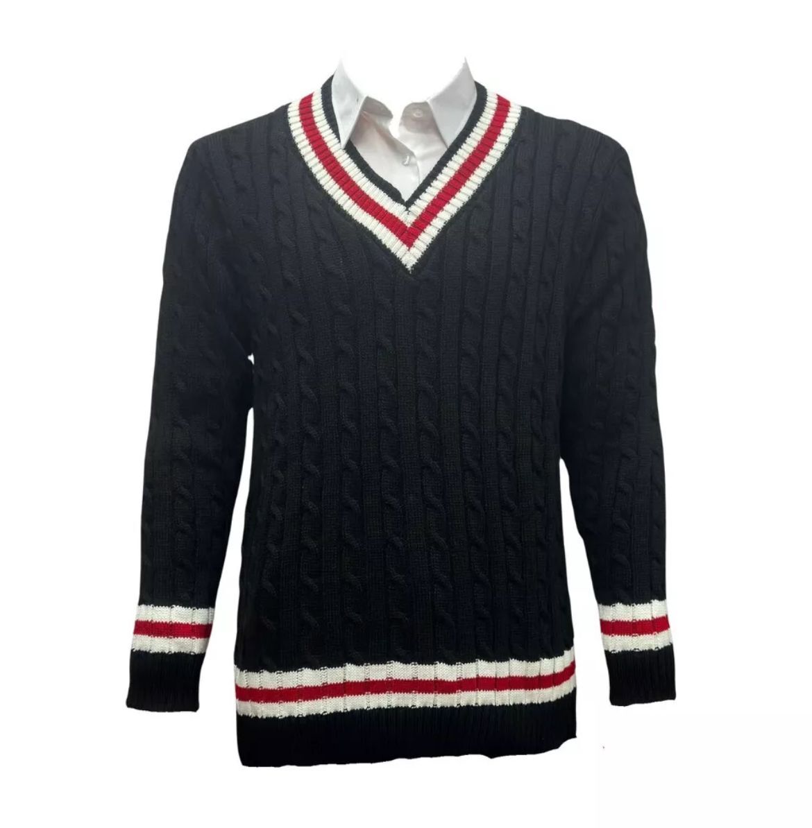 Sweater V Neck Cricket Jumper Mens V Neck Cricket Jumper Long - Main Image