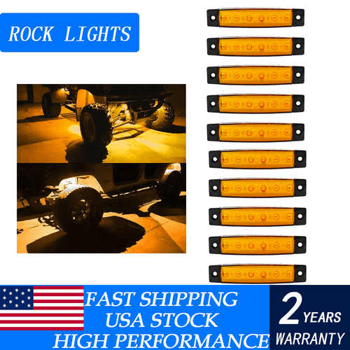 LED Underglow Rock Lights Amber Light Kit For JEEP Off-Road Truck Free Return US - Picture 1 of 8