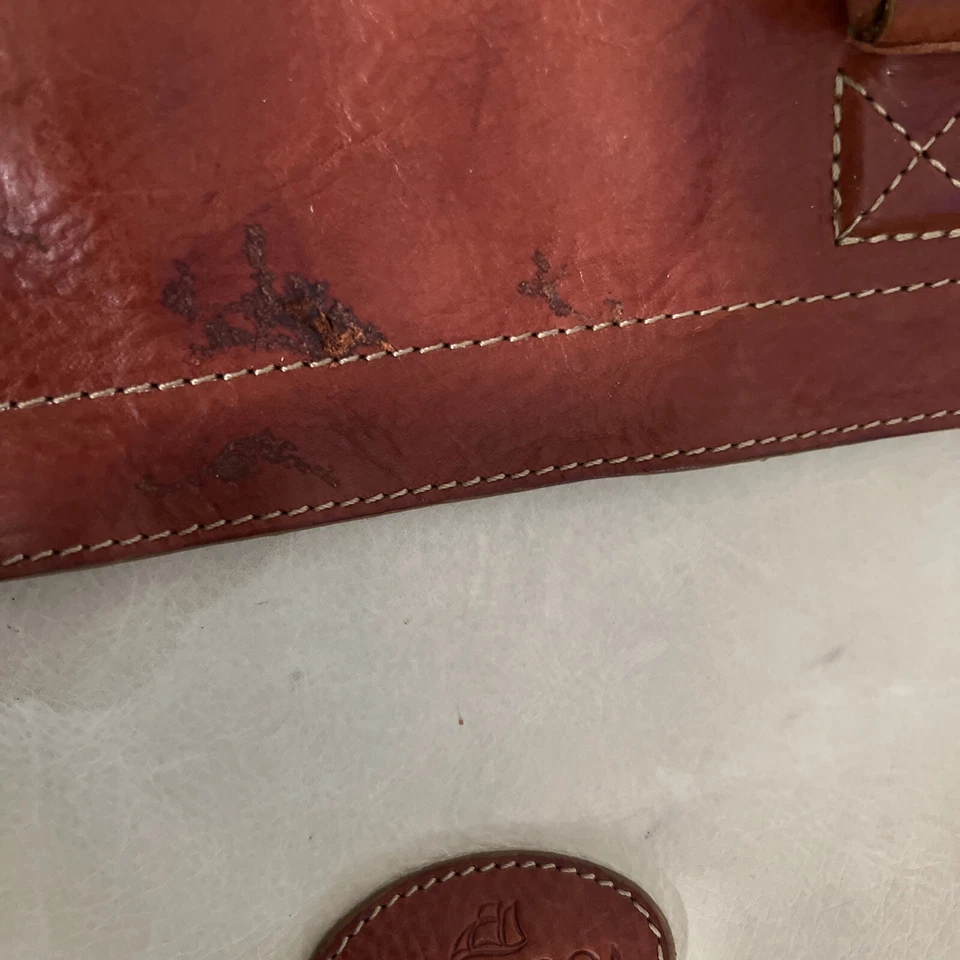 Bolso de Mano Tangaroa Terrida Marrón Cuero y Verde Grande Hecho en Italia Usado Foto 3 de 4