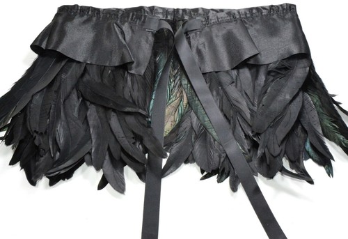 Black Feather Stole Shawl Gothic Feather Shawl Cosplay Gatsby Cape Halloween - Picture 5 of 8