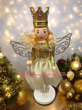 14  Sugar Plum Fairy Gold Princess Angel Ballerina Christmas Wooden Nutcracker