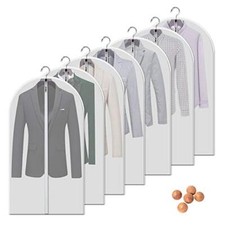 7 Pack Garment Bags Moth Proof Suits Covers Hanging Clothes Closet Storage