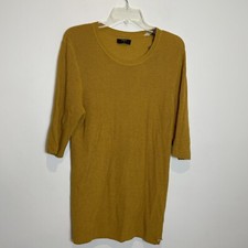 NWT T Tahari Cashmere Blend Sweater Gold Round Neck Pullover Lightweight Sz XL
