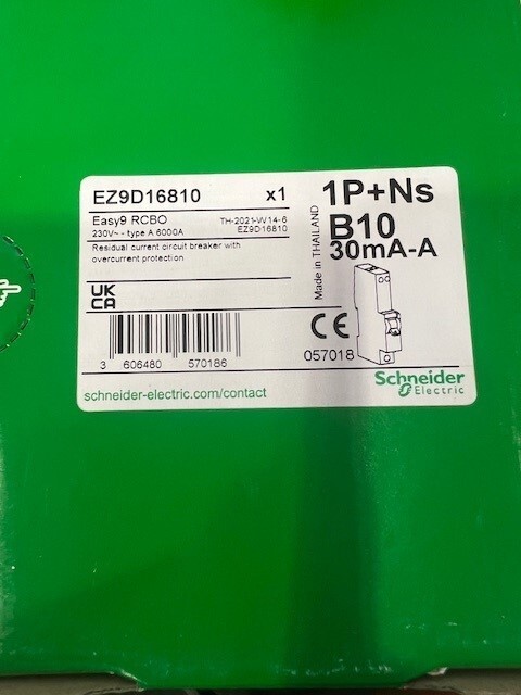Schneider Easy9 SPN RCBO 10A| B-Curve | 30mA | 6kA | Type A