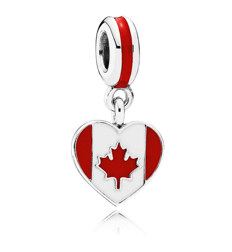 Genuine Pandora Charm Bead "Canada Heart Flag" - 791954ENMX  - Foto 1 di 2