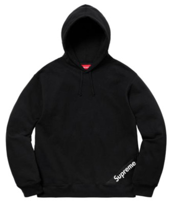 SUPREME CORNER LABEL HOODED SWEATSHIRT BLACK SIZE LARGE SS18 WK0