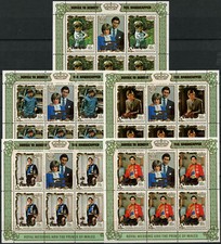 Penrhyn 1981 - Royal Wedding - SURCHARGED - Set of 5 Sheetlets - MNH