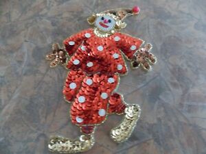 Kids Sew Glue on Patch Sequin Circus Clown Applique Craft Sewing