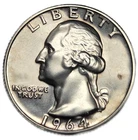 1964 PROOF CAMEO SILVER WASHINGTON QUARTER  (Q133)