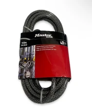 Master Lock 72D 15 Ft Braided Steel Looped End Cable.  3/8 Inch In Diameter.