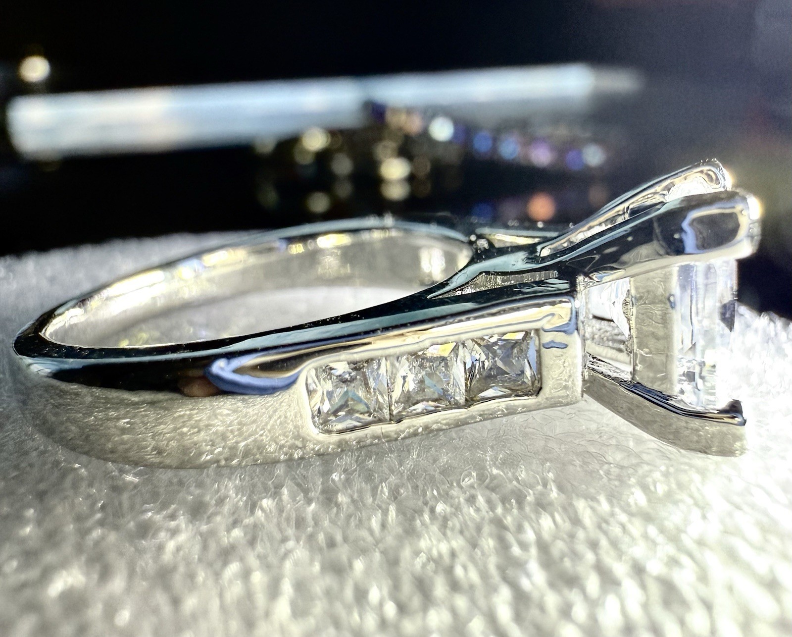 Princess Cut Solitaire Ring Square Clear Stone Ch… - image 7