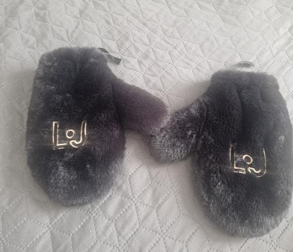 Women Liu Jo Mittens Black Fur One Size