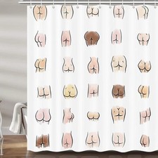Funny Shower Curtain for Bathroom, Fun Butt Hilarious Fabric Shower Curtain