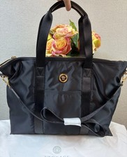 Versace Medium Black Nylon Fabric La Medusa Shoulder Zip Top Tote Bag $1200