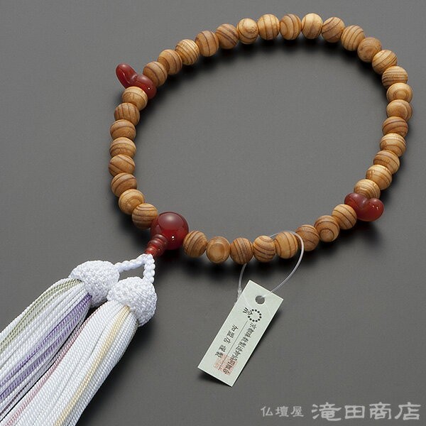 Shinto Prayer Beads Hinoki Red Agate 8mm Silk Tassel Japan