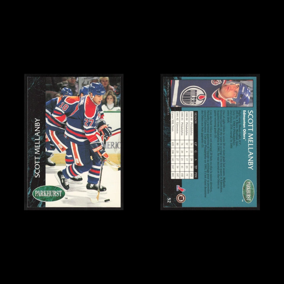 Scott Mellanby #52 1992 Parkhurst Edmonton Oilers Hockey Card NHL NM - Image 3 of 3
