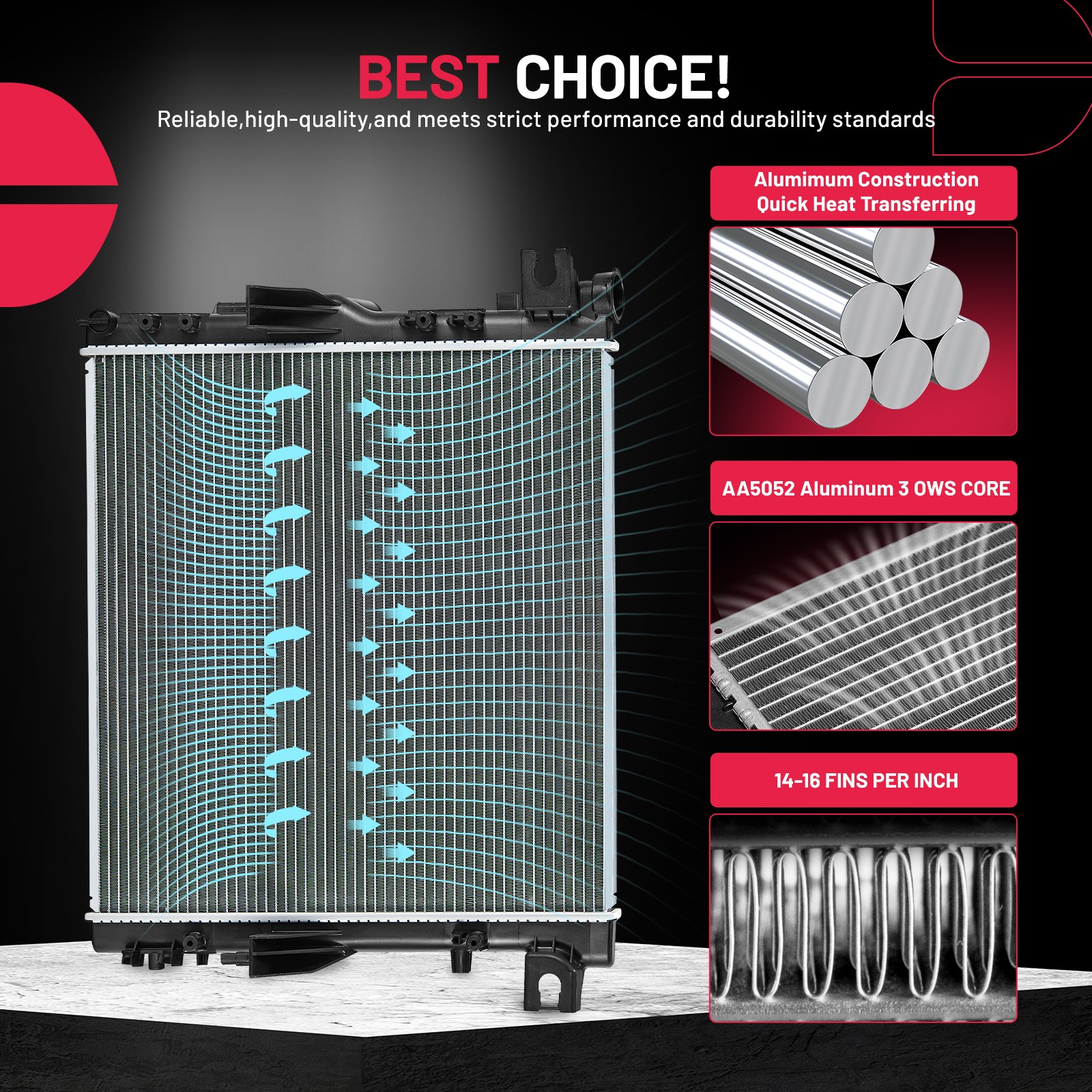 Aluminum Radiator For Jeep Wrangler JK 2007-2018 3.8L 3.6L V6 With 4 Clamps thumbnail 6