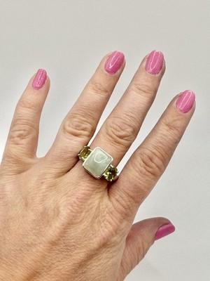 Wunderschöner Ross Simons Ring Sterlingsilber 925 grüne Jade & grüner Peridot Gr. 9,75