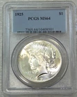 1925 Peace Silver Dollar PCGS MS64 Frosty Luster PQ in New Holder #D343A