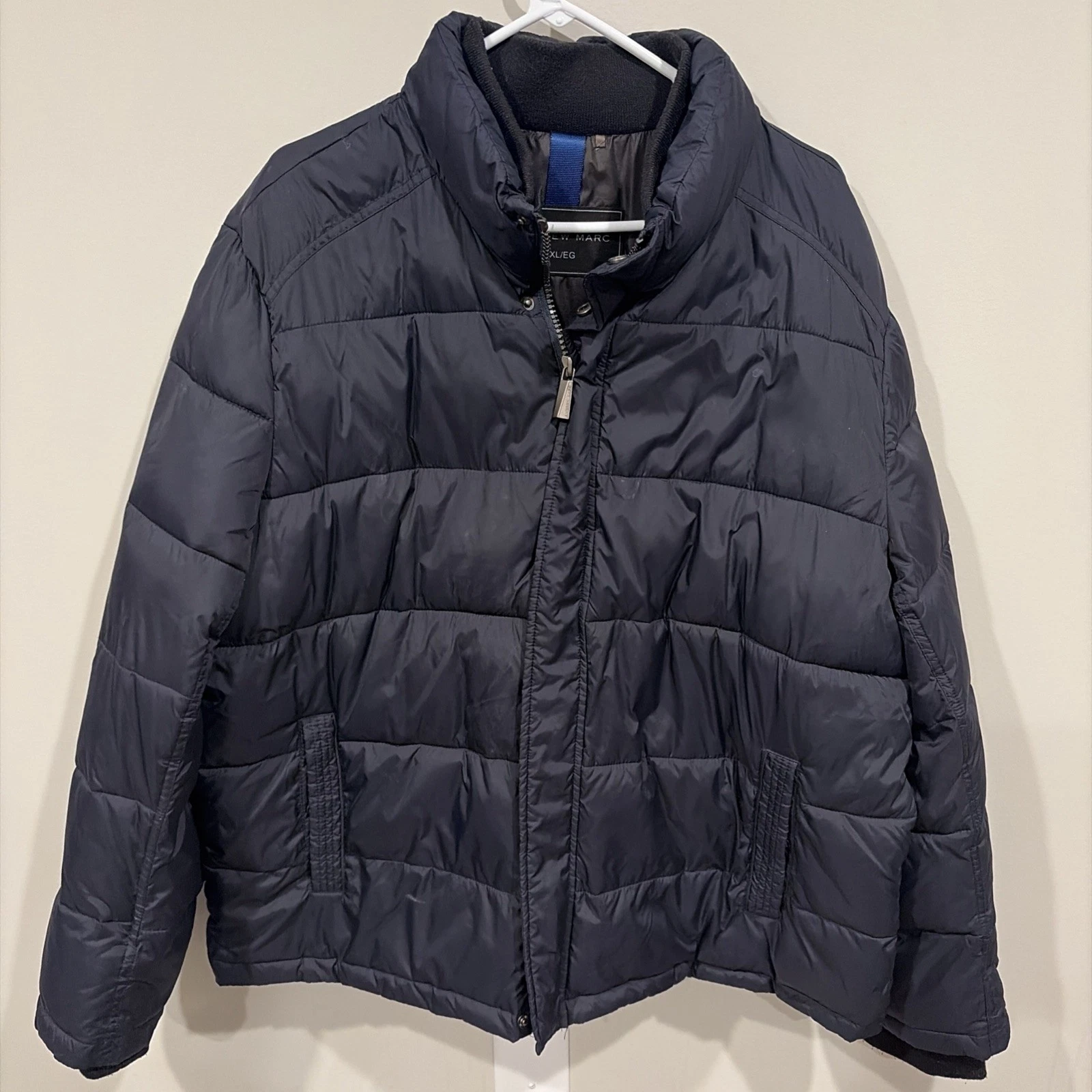 Andrew Marc Jacket Mens XL Black Quilted Puffer Full Zip Stand Collar Winter