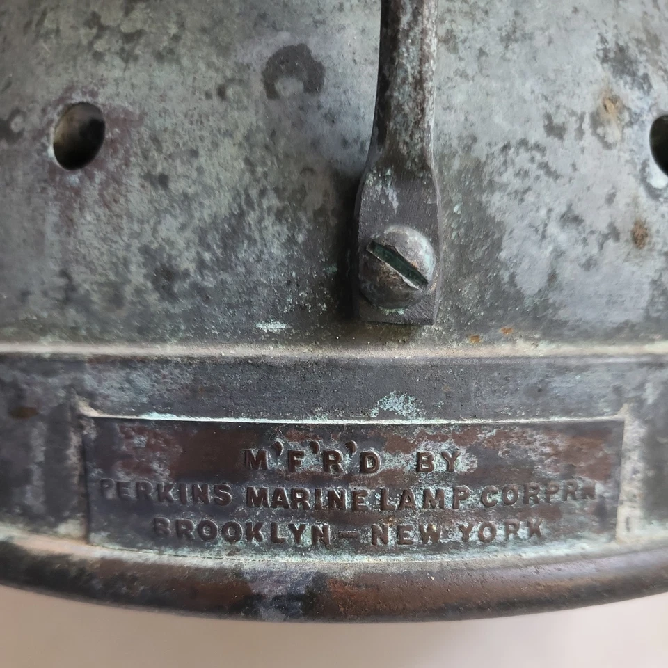 Perkins Marine Lamp Brass Standing Light Lantern c. 1916 Swing Handle - Image 2 of 4