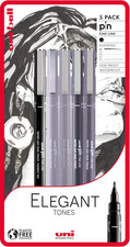 Elegant Tones 5 Piece Uni-Pin Fineliner Drawing Pens, Black