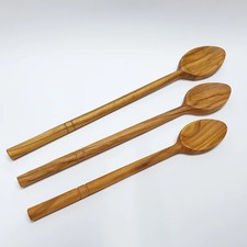 Set of 3 Wooden Long Spoons 9.84"  11.81"  13.78" - Olive Wood - Handmade