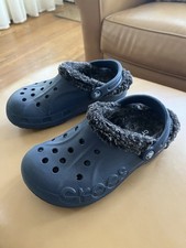 Crocs Baya Lined Faux Fur Clogs Adult Size W 7 / M 5 Navy Blue  Charcoal