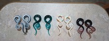 Glass Ear Gauges transparent, green,candy cane white ,Purple , black 4 pairs