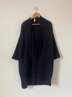 Wendy Trendy Women Jacket One Size 52" Chest Navy Blue Virgin Wool Italy Long